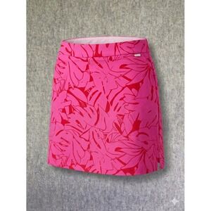 Rafaella Skort Womens XS Pink Red Tropical Palm Leaf Active Golf Stretch EUC